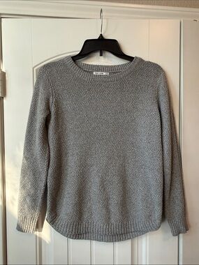 Pink Clover Heather Gray Crewneck Textured Sweater
